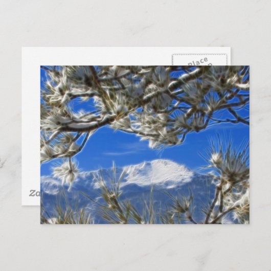 Pikes Peak Winterschnee Bedecktes Fraktal Kunst Postkarte (Vorne/Hinten)