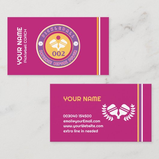 Pikleball-Coach pink Visitenkarte (Vorne/Hinten)