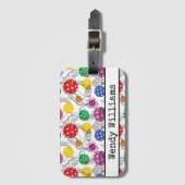 Pikleball mit 🦜 Papageien, weißes Lug Gepäckanhänger (Vorderseite Vertikal)