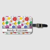 Pikleball mit 🦜 Papageien, weißes Lug Gepäckanhänger (Vorderseite (Horizontal))