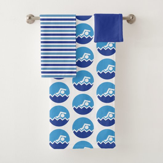 Piktogramm des Schwimmers, blaue Streifen schwimme Badhandtuch Set (Insitu)