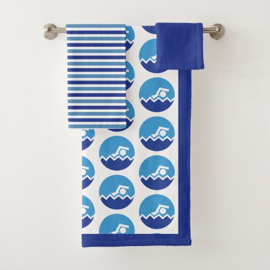 Piktogramm des Schwimmers, blaue Streifen schwimme Badhandtuch Set (Insitu)