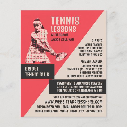 Piktogramm Tennis Player, Tennisunterricht/Kurse Flyer (Vorne)