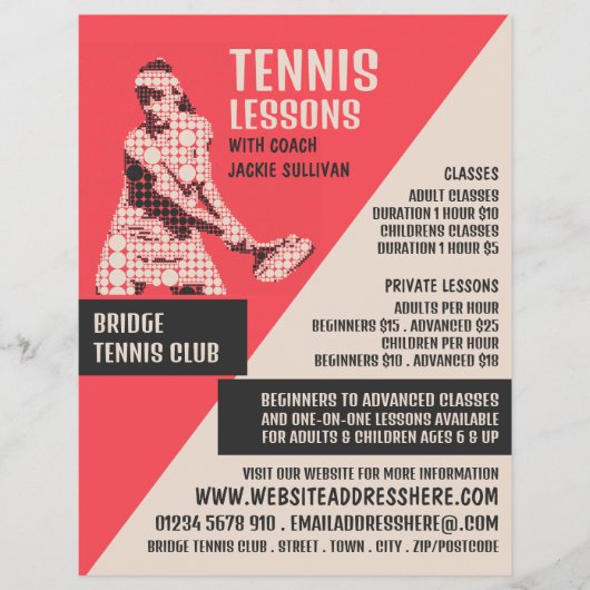 Piktogramm Tennis Player, Tennisunterricht/Kurse Flyer (Vorne)