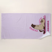 Pilates Badass Workout Kitty Cat Individuelle Name Strandtuch (Vorderseite)