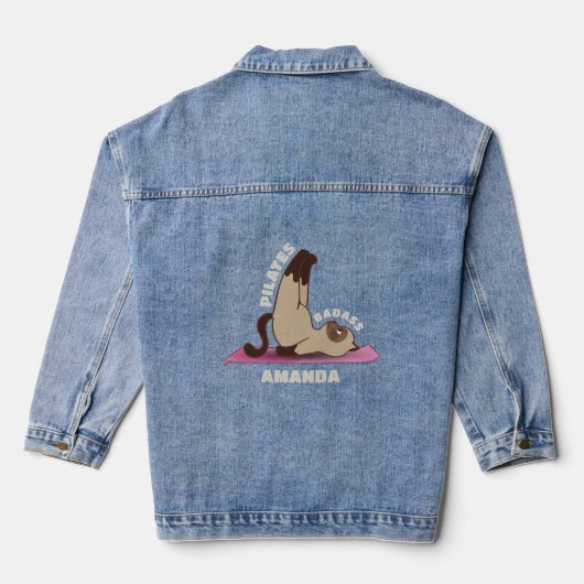 Pilates Badass Workout Kitty Cat Jeansjacke (Rückseite)