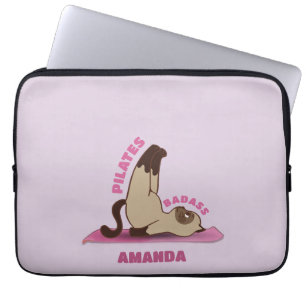 Pilates Badass Workout Kitty Cat Laptop Sleeve