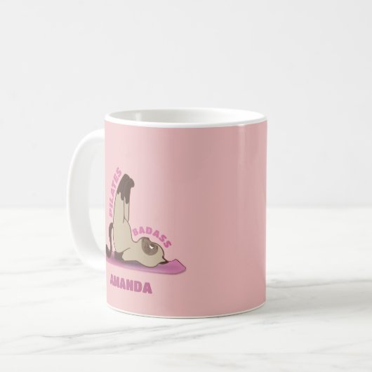 Pilates Badass Workout Kitty Cat Tasse (Vorderseite Links)
