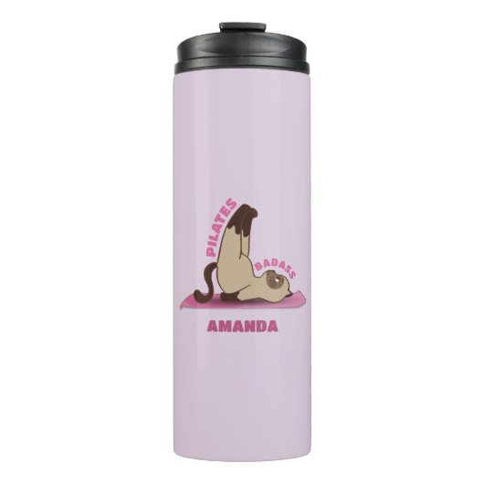 Pilates Badass Workout Kitty Cat Travel Mug Thermosbecher (Vorderseite)