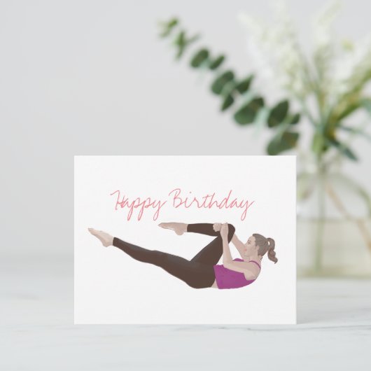 Pilates Birthday Postcard Postkarte (Stehend Vorderseite)