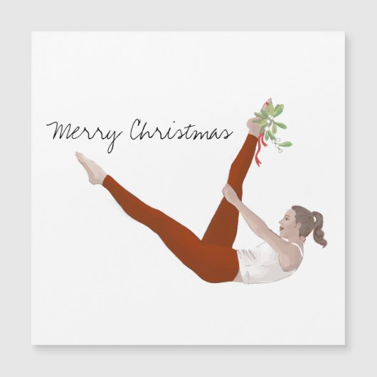 Pilates Christmas Card Magnetkarte (Vorderseite)