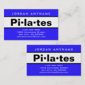 Pilates Class Instructor Bold Blue and White Visitenkarte (Vorne/Hinten)
