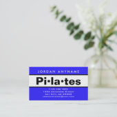 Pilates Class Instructor Bold Blue and White Visitenkarte (Stehend Vorderseite)