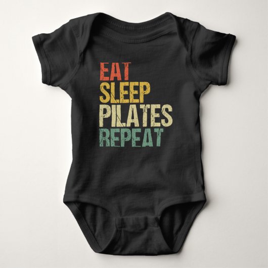 Pilates essen Schlaf Wiederholung Vintag Baby Strampler (Vorderseite)