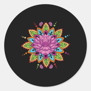 Pilates Fraktale Geometrie Blumenblüte Yoga Kunst  Runder Aufkleber