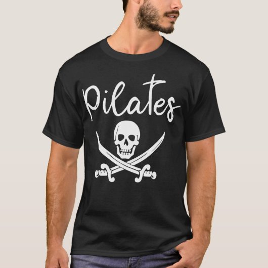 Pilates Funny Pirate Workout Geschenk T-Shirt (Vorderseite)