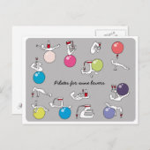 Pilates für Weinliebhaber auf Postkarte, grau Postkarte (Vorne/Hinten)
