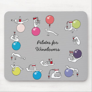 Pilates für Weinliebhaber mousemat, grau Mousepad