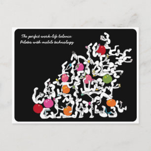 Pilates + handgehaltene Technologie Postcard, schw Postkarte