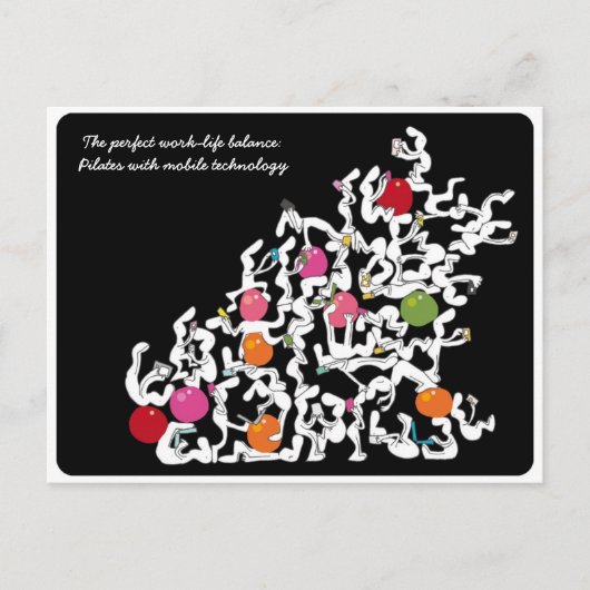 Pilates + handgehaltene Technologie Postcard, schw Postkarte (Vorderseite)
