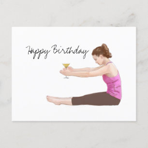 Pilates Happy Birthday Card mit Cocktail Postkarte