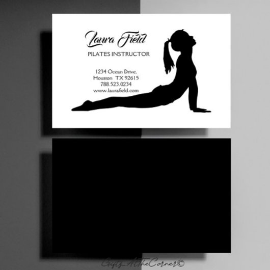 Pilates Instructor Minimalistisch Schwarz/Weiß Visitenkarte