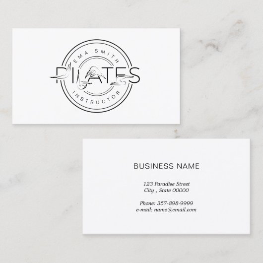 Pilates Instructor Pilates Briefe Visitenkarte (Vorne/Hinten)