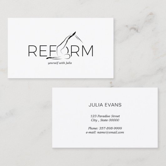 Pilates Instructor Pilates Reform Visitenkarte (Vorne/Hinten)