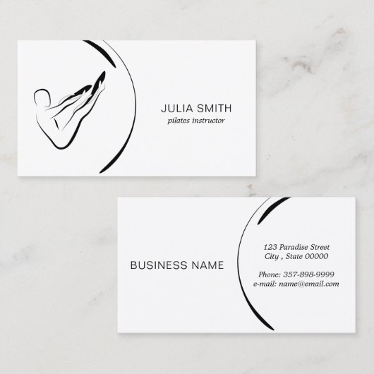Pilates Instructor Pilates Rocker Pose Visitenkarte (Vorne/Hinten)