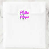 Pilates ist Liebe Pilates ist das Leben Quadratischer Aufkleber (Tasche)