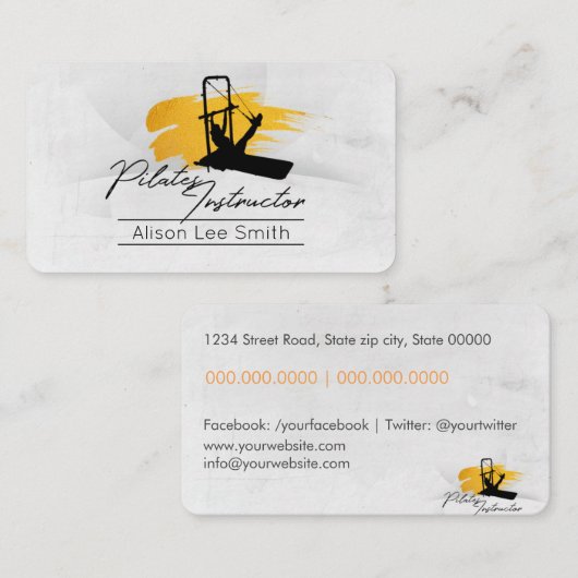 Pilates-Lehrer Visitenkarte (Vorne/Hinten)