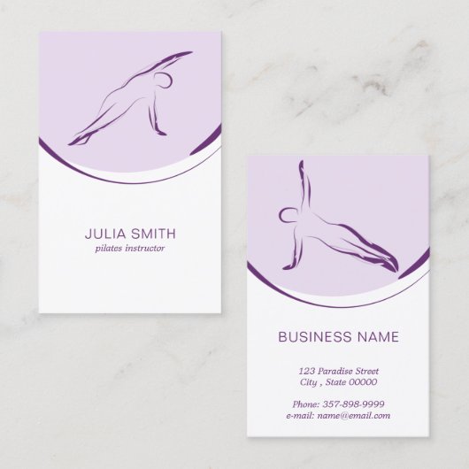 Pilates-Lehrerkarte mit zwei Pilates-Posen Visitenkarte (Vorne/Hinten)