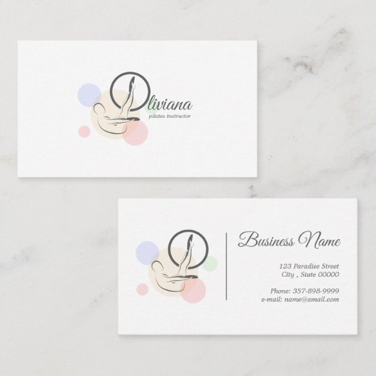 Pilates Letter O Pose | Monogram Letter O Pilates Visitenkarte (Vorne/Hinten)