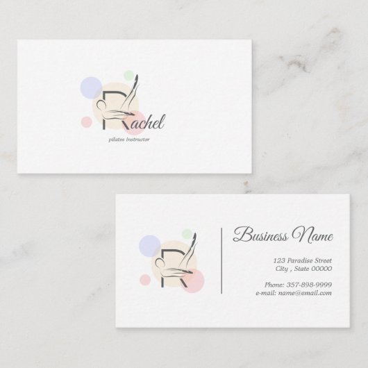 Pilates Letter R Pose | Monogram Letter R Pilates Visitenkarte (Vorne/Hinten)