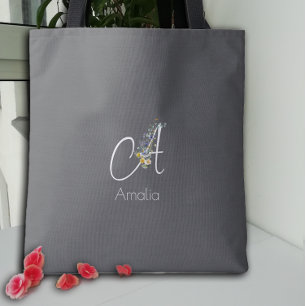Pilates-Liebhaberin  Florales Monogramm Wasserfarb Tasche