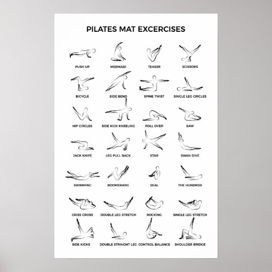 Pilates Mat Übungen Poster (Vorne)