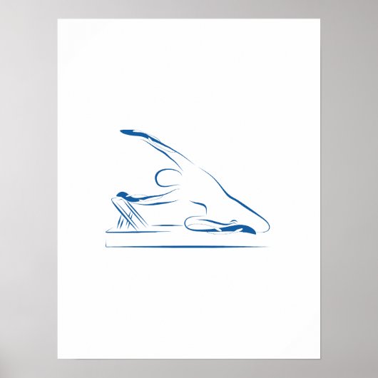 Pilates - Meerjungfrau auf dem Reformer blau Poster (Vorne)