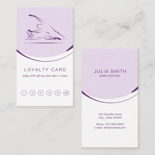 Pilates Meerjungfrau Pose auf dem Reformer | Farbe Treuekarte (Vorne/Hinten)