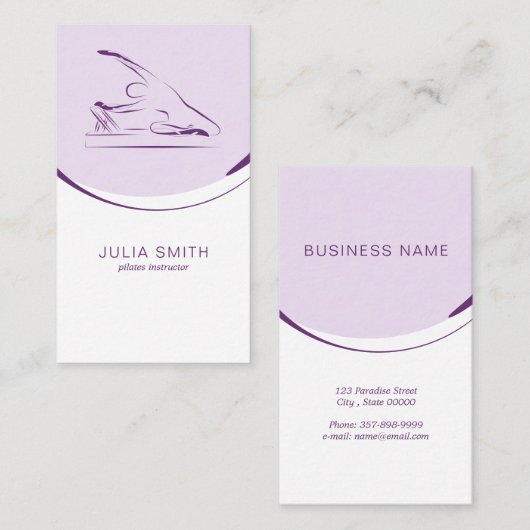 Pilates Meerjungfrau Pose auf dem Reformer | Farbe Visitenkarte (Vorne/Hinten)