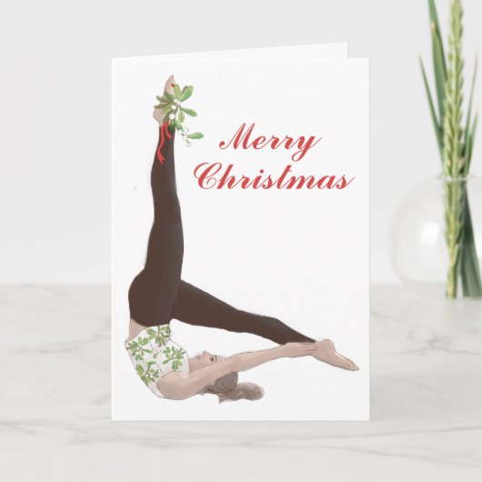 Pilates Mistletoe Weihnachtskarte Feiertagskarte (Vorderseite)