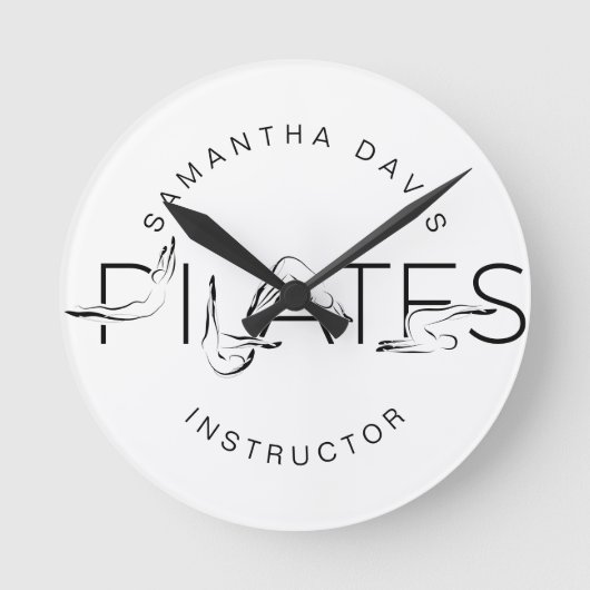 Pilates-Posen in Pilates Word Runde Wanduhr (Vorderseite)