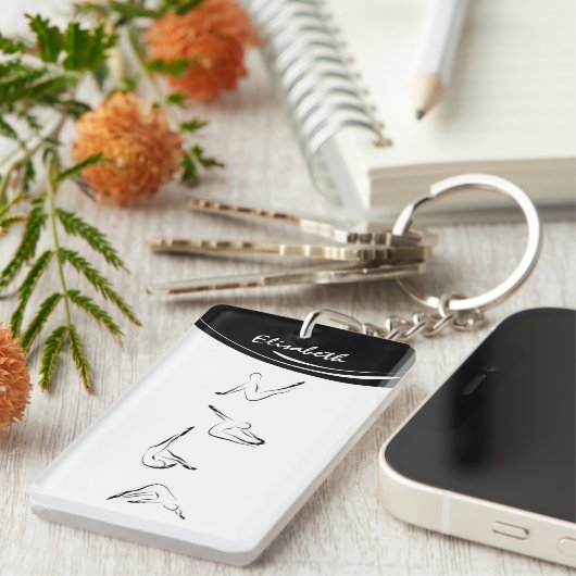 Pilates-Posen Schlüsselanhänger (Vorderseite rechts)