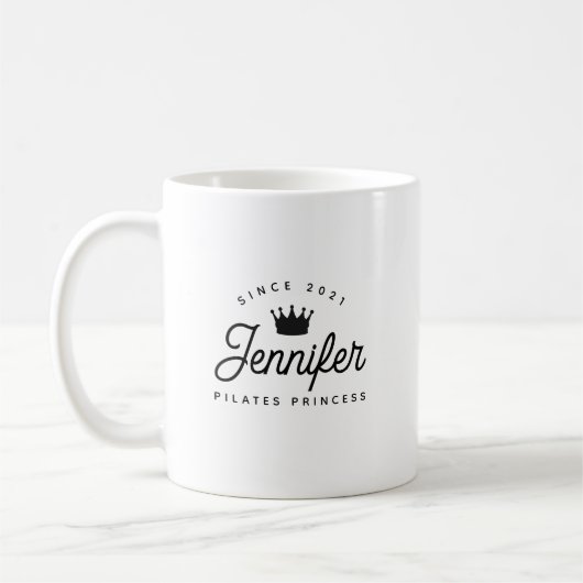 Pilates-Prinzessin-Typografie-Name Kaffeetasse (Links)
