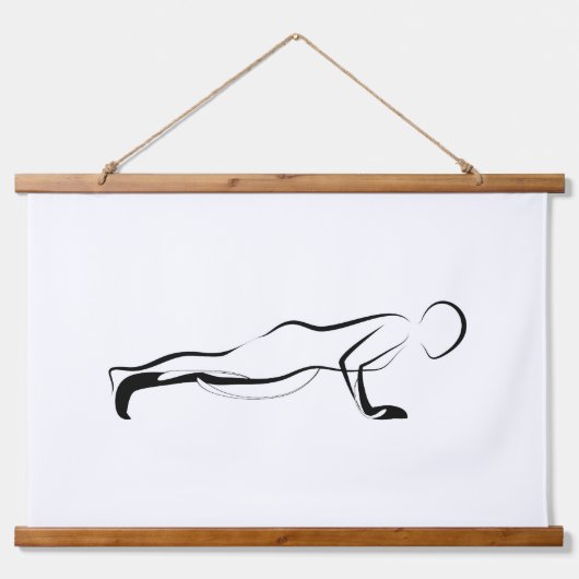 Pilates Push up Pose - Mat Wandteppich Mit Holzrahmen (Vorne)