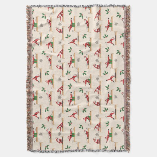 Pilates Reformer Santa Seamless Christmas Patterns Decke (Vorderseite Vertikal)