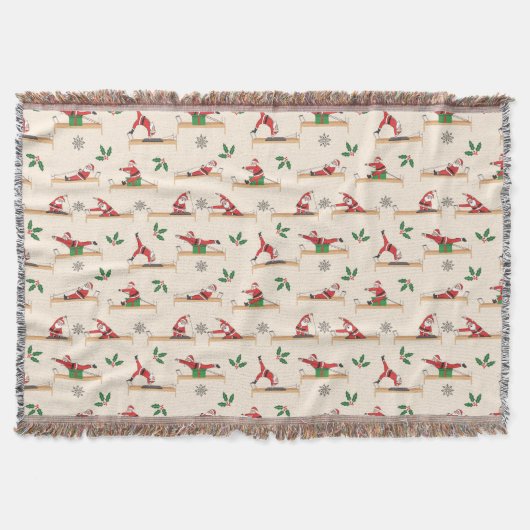 Pilates Reformer Santa Seamless Christmas Patterns Decke (Vorderseite)