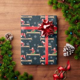 Pilates Reformer Santa Seamless Christmas Patterns Geschenkpapier
