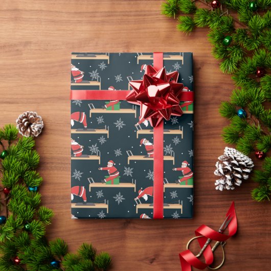 Pilates Reformer Santa Seamless Christmas Patterns Geschenkpapier (Feiertagsgeschenk)