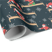 Pilates Reformer Santa Seamless Christmas Patterns Geschenkpapier (Rolleneckpunkt)