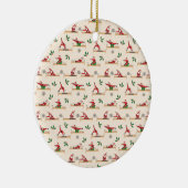 Pilates Reformer Santa Seamless Christmas Patterns Keramik Ornament (Rechts)